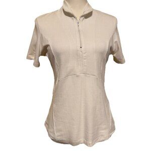 GIGI Vintage White Athletic Shirt‎ XL Breathable Packable Zipper Short Sleeve